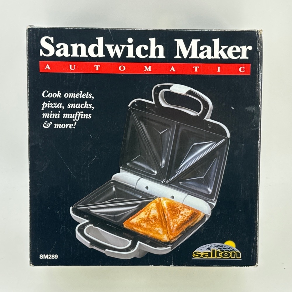 Salton Sandwich Maker Black Automatic SM289 Vintage New In Box